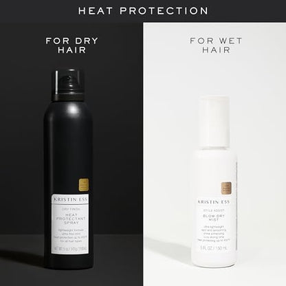 Kristin Ess Dry Heat Protectant Spray - Blow Dry Frizz Control & Shine Enhancing - Anti Humidity Thermal Heat Protectant - Repairs & Protects Hair Up to 450°F - Fresh Pear Scent, 5 oz Avelisse