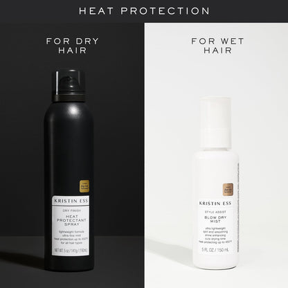 Kristin Ess Dry Heat Protectant Spray - Blow Dry Frizz Control & Shine Enhancing - Anti Humidity Thermal Heat Protectant - Repairs & Protects Hair Up to 450°F - Fresh Pear Scent, 5 oz Avelisse