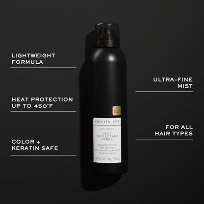 Kristin Ess Dry Heat Protectant Spray - Blow Dry Frizz Control & Shine Enhancing - Anti Humidity Thermal Heat Protectant - Repairs & Protects Hair Up to 450°F - Fresh Pear Scent, 5 oz Avelisse
