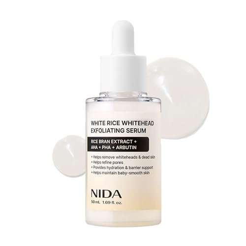 NIDA White Rice Whitehead Exfoliating Serum - 1.69 fl.oz (50ml) Daily Soft Face Scrub for All Skin Types Avelisse