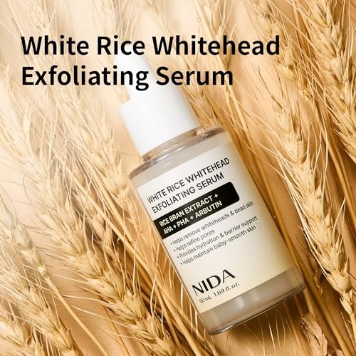 NIDA White Rice Whitehead Exfoliating Serum - 1.69 fl.oz (50ml) Daily Soft Face Scrub for All Skin Types Avelisse