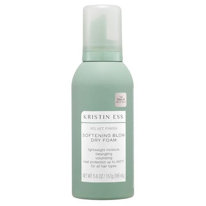 Kristin Ess Heat Protectant Hair Mousse for Women - 4-in-1 Volumizing Styling Foam for Blow Out, Softens, Detangles, Adds Shine, Reduces Frizz - Fine to Curly Hair - 5.6 Fl Oz Avelisse