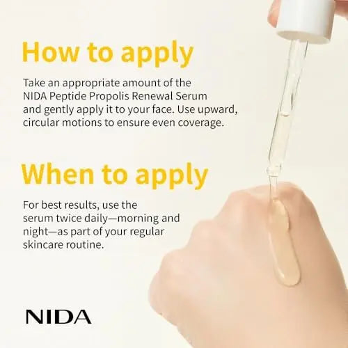 NIDA Peptide Propolis Renewal Serum - Anti-Aging & Pore Care with Peptide Complex, Propolis Extract, Adenosine - 1.69 fl oz (50ml) Avelisse