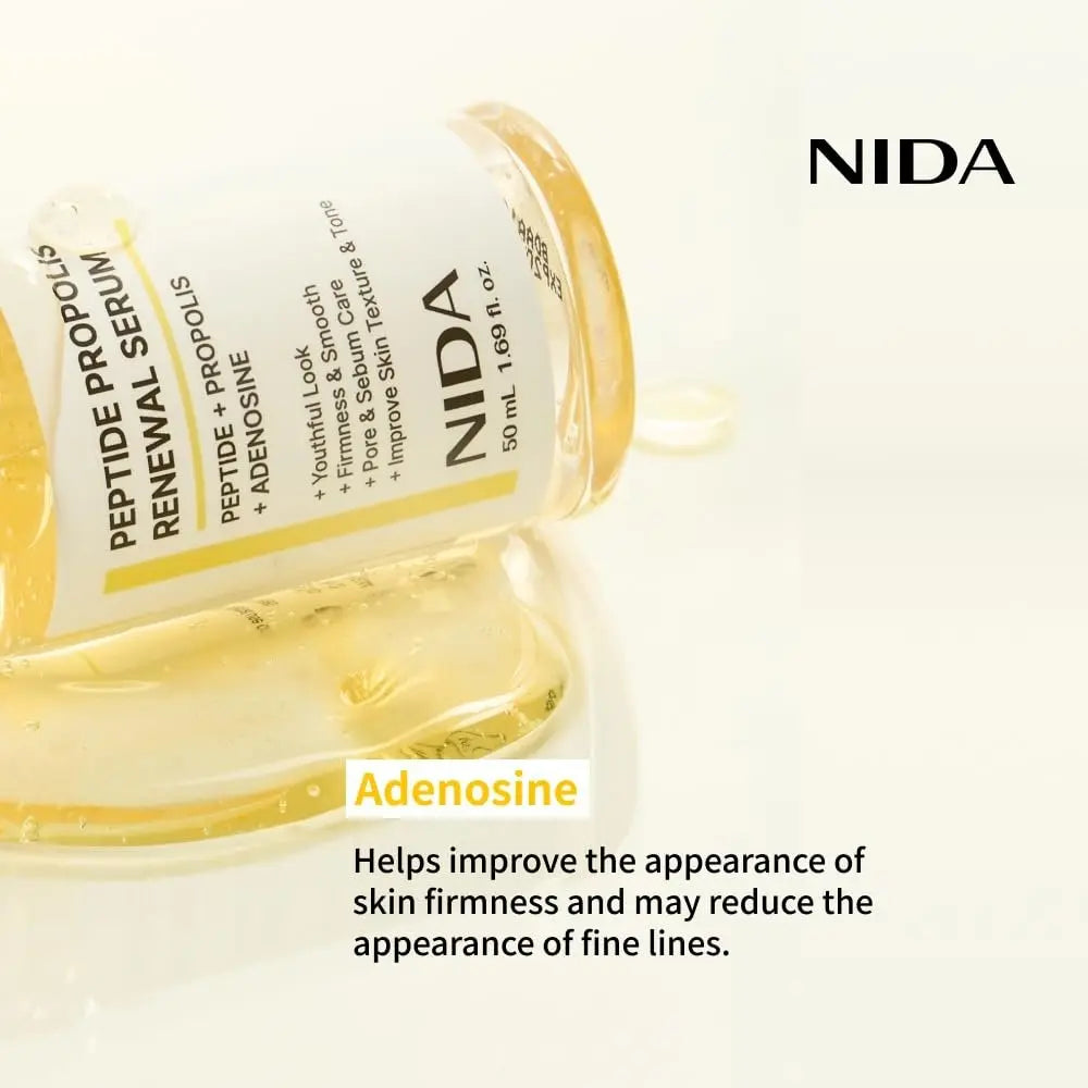 NIDA Peptide Propolis Renewal Serum - Anti-Aging & Pore Care with Peptide Complex, Propolis Extract, Adenosine - 1.69 fl oz (50ml) Avelisse