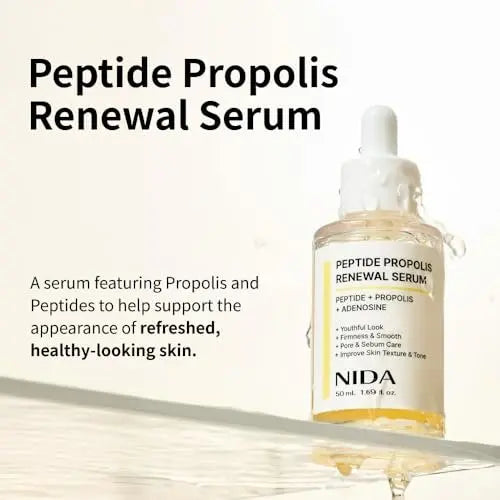 NIDA Peptide Propolis Renewal Serum - Anti-Aging & Pore Care with Peptide Complex, Propolis Extract, Adenosine - 1.69 fl oz (50ml) Avelisse
