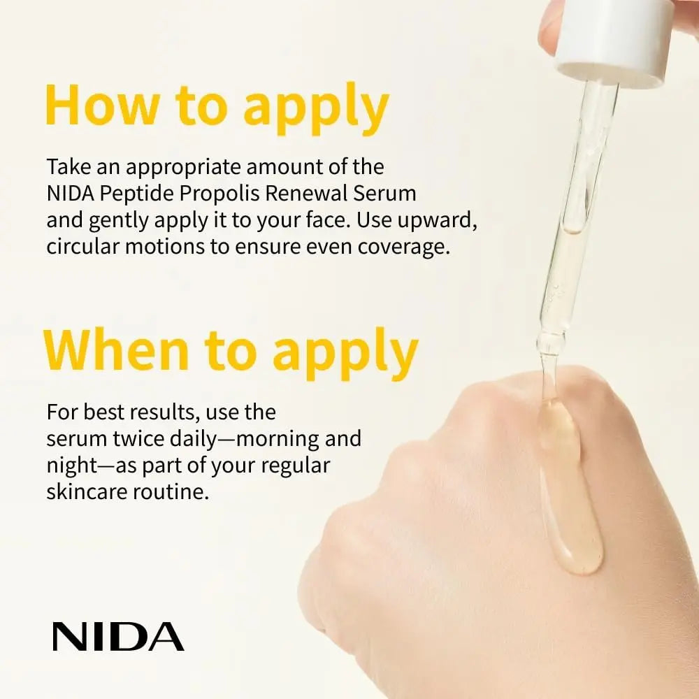 NIDA Peptide Propolis Renewal Serum - Anti-Aging & Pore Care with Peptide Complex, Propolis Extract, Adenosine - 1.69 fl oz (50ml) Avelisse