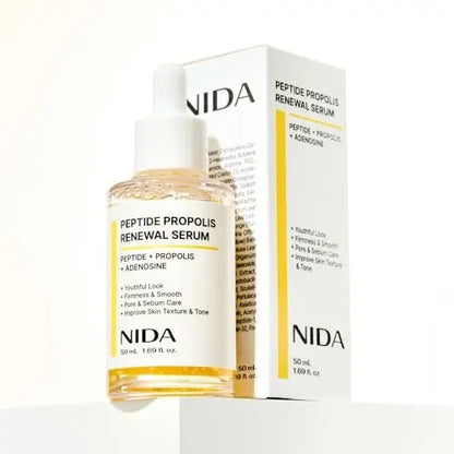 NIDA Peptide Propolis Renewal Serum - Anti-Aging & Pore Care with Peptide Complex, Propolis Extract, Adenosine - 1.69 fl oz (50ml) Avelisse