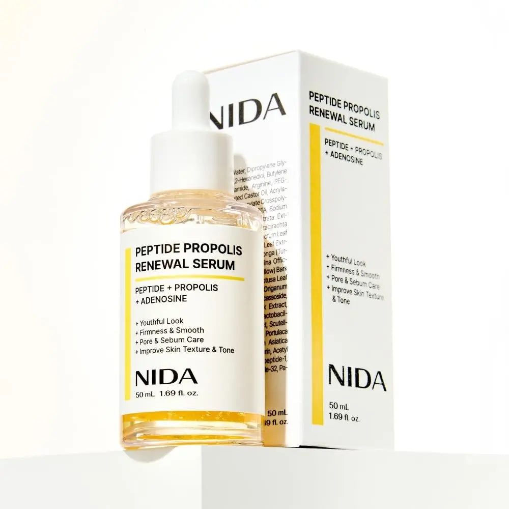 NIDA Peptide Propolis Renewal Serum - Anti-Aging & Pore Care with Peptide Complex, Propolis Extract, Adenosine - 1.69 fl oz (50ml) Avelisse