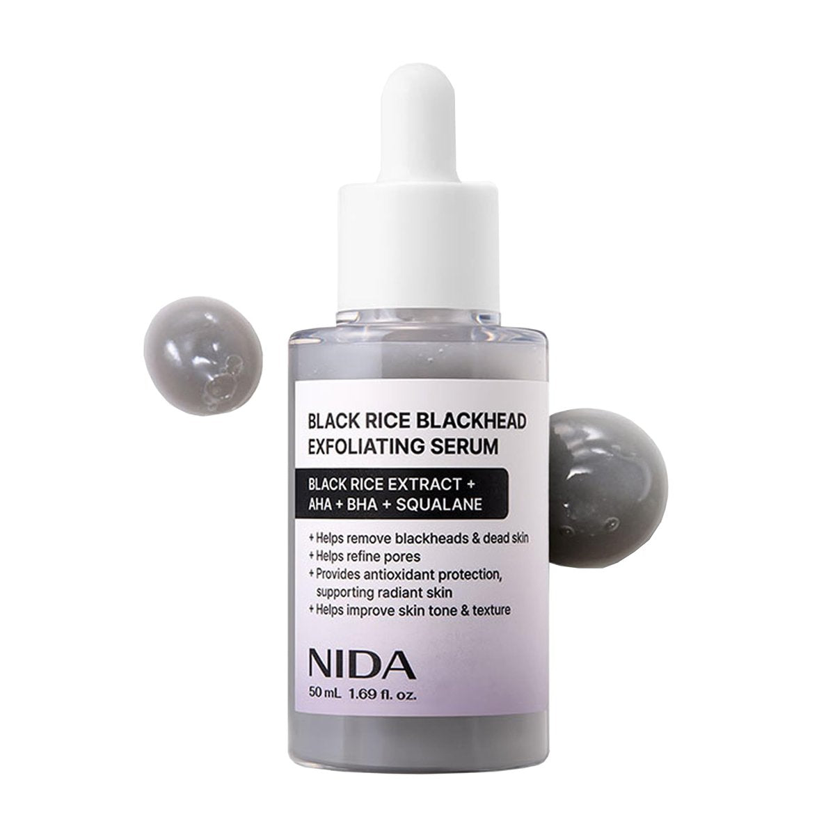 NIDA Black Rice Blackhead Exfoliating Serum - 1.69 fl oz (50ml) Daily Soft Exfoliating Face Scrub for All Skin Types - görsel 1