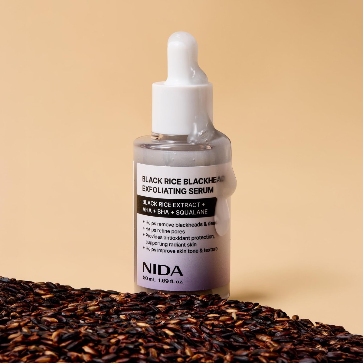 NIDA Black Rice Blackhead Exfoliating Serum - 1.69 fl oz (50ml) Daily Soft Exfoliating Face Scrub for All Skin Types - görsel 13