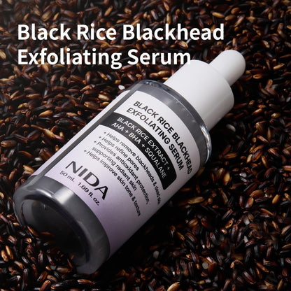 NIDA Black Rice Blackhead Exfoliating Serum - 1.69 fl oz (50ml) Daily Soft Exfoliating Face Scrub for All Skin Types