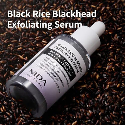 NIDA Black Rice Blackhead Exfoliating Serum - 1.69 fl oz (50ml) Daily Soft Exfoliating Face Scrub for All Skin Types