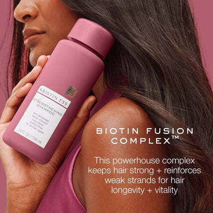 Kristin Ess Biotin Shampoo - Sulfate Free & Color Safe - Promotes Healthy Hair Growth, Strengthens & Nourishes Dry Damaged Hair - Anti-Breakage Fortifying Biotin Repair Shampoo for Volume - Vegan, 10 oz
