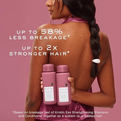 Kristin Ess Biotin Shampoo - Sulfate Free & Color Safe - Promotes Healthy Hair Growth, Strengthens & Nourishes Dry Damaged Hair - Anti-Breakage Fortifying Biotin Repair Shampoo for Volume - Vegan, 10 oz