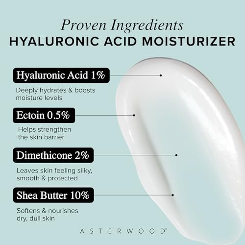 Asterwood Hyaluronic Acid Moisturizer for Face - Hydrating, Lightweight Anti-Aging Moisturizer - Fragrance-Free, Cruelty-Free - 1.7 Fl Oz Avelisse