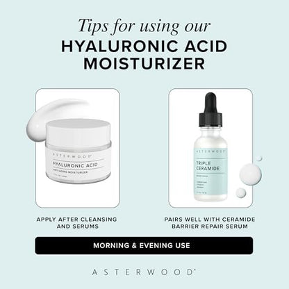 Asterwood Hyaluronic Acid Moisturizer for Face - Hydrating, Lightweight Anti-Aging Moisturizer - Fragrance-Free, Cruelty-Free - 1.7 Fl Oz Avelisse