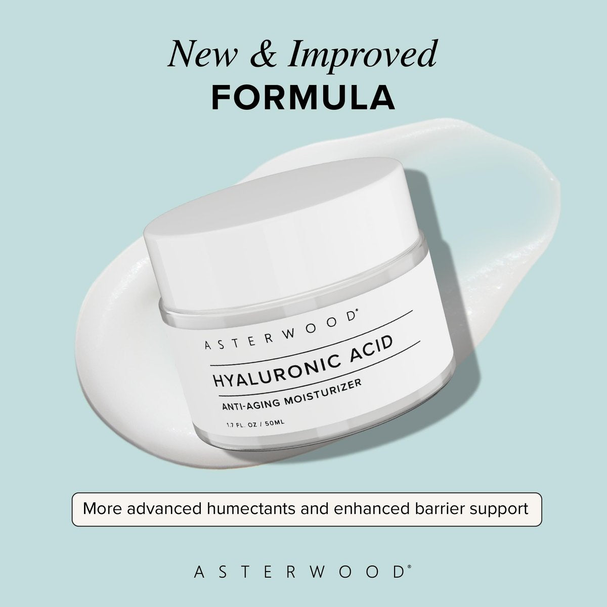 Asterwood Hyaluronic Acid Moisturizer for Face - Hydrating, Lightweight Anti-Aging Moisturizer - Fragrance-Free, Cruelty-Free - 1.7 Fl Oz Avelisse