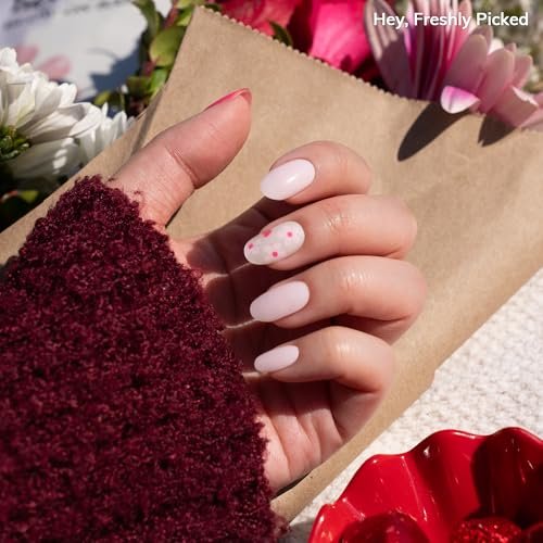 Heyhae Semi Cured Gel Nail Strips - No LED Lamp Needed - Pink Valentine's Design - Easy Apply & Remove, Salon Quality - Includes 28 Strips, Prep Pads, Nail File & Wooden Stick - Hey, Love Blossom Avelisse