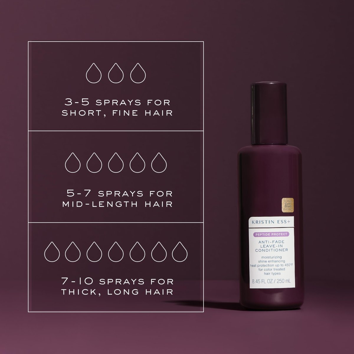 Kristin Ess+ Anti-Fade Moisturizing Leave-in Conditioner with UV Color Shield & Peptides - Lightweight, Anti-Frizz, Heat Protectant - Sulfate & Paraben Free, Vegan, 8.45 fl oz Avelisse