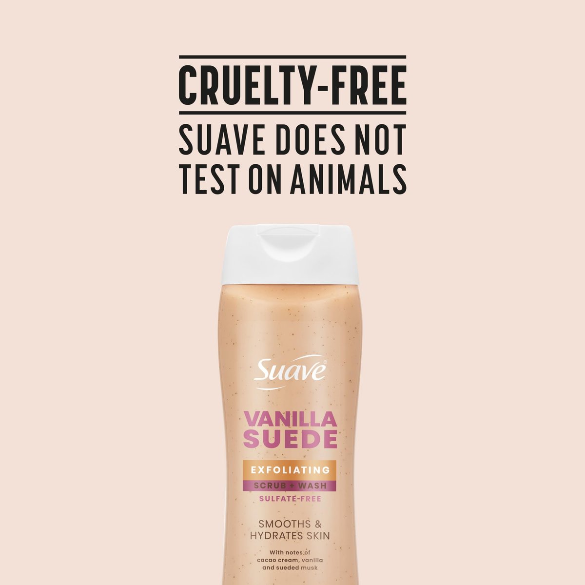 Suave Vanilla Suede Exfoliating Body Wash & Scrub – Sulfate-Free Hydrating Cleanser with Glycerin & Vitamin E, 6 Count (108 Fl Oz Total) Avelisse
