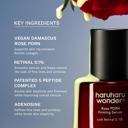 Haruharu Wonder Rose PDRN Firming Serum with Retinal 0.1% - Boost Collagen, Minimize Fine Lines & Wrinkles, Fragrance Free, Vegan, Korean Skincare (1.01 fl.oz) Avelisse