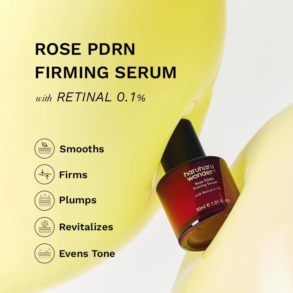 Haruharu Wonder Rose PDRN Firming Serum with Retinal 0.1% - Boost Collagen, Minimize Fine Lines & Wrinkles, Fragrance Free, Vegan, Korean Skincare (1.01 fl.oz) Avelisse