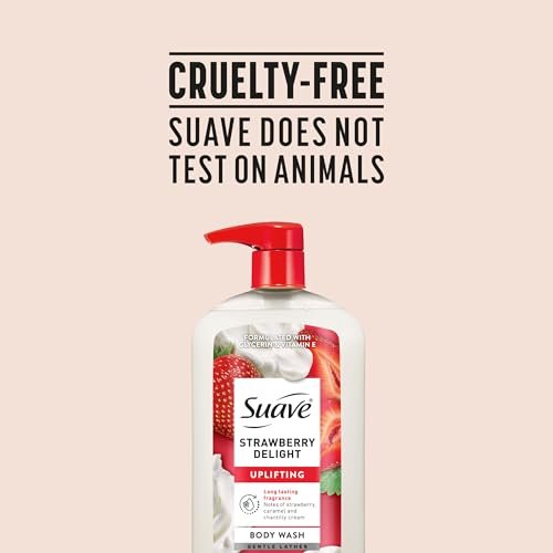 Suave Strawberry Delight Uplifting Body Wash, 30 FL OZ Pump, 4 Pack - Hydrating with Glycerin & Vitamin E Avelisse