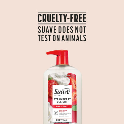 Suave Strawberry Delight Uplifting Body Wash, 30 FL OZ Pump, 4 Pack - Hydrating with Glycerin & Vitamin E Avelisse