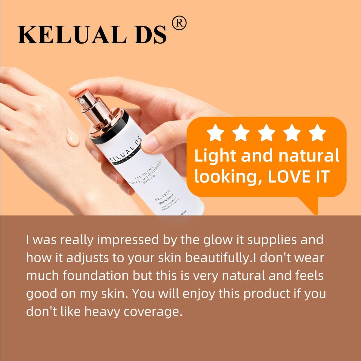 KELUAL DS Anti-Aging Tinted Face Moisturizer & Sheer Face Sunscreen SPF 46, Hydrating Skin Care & Sunscreen Moisturizer, 1.7 oz Avelisse