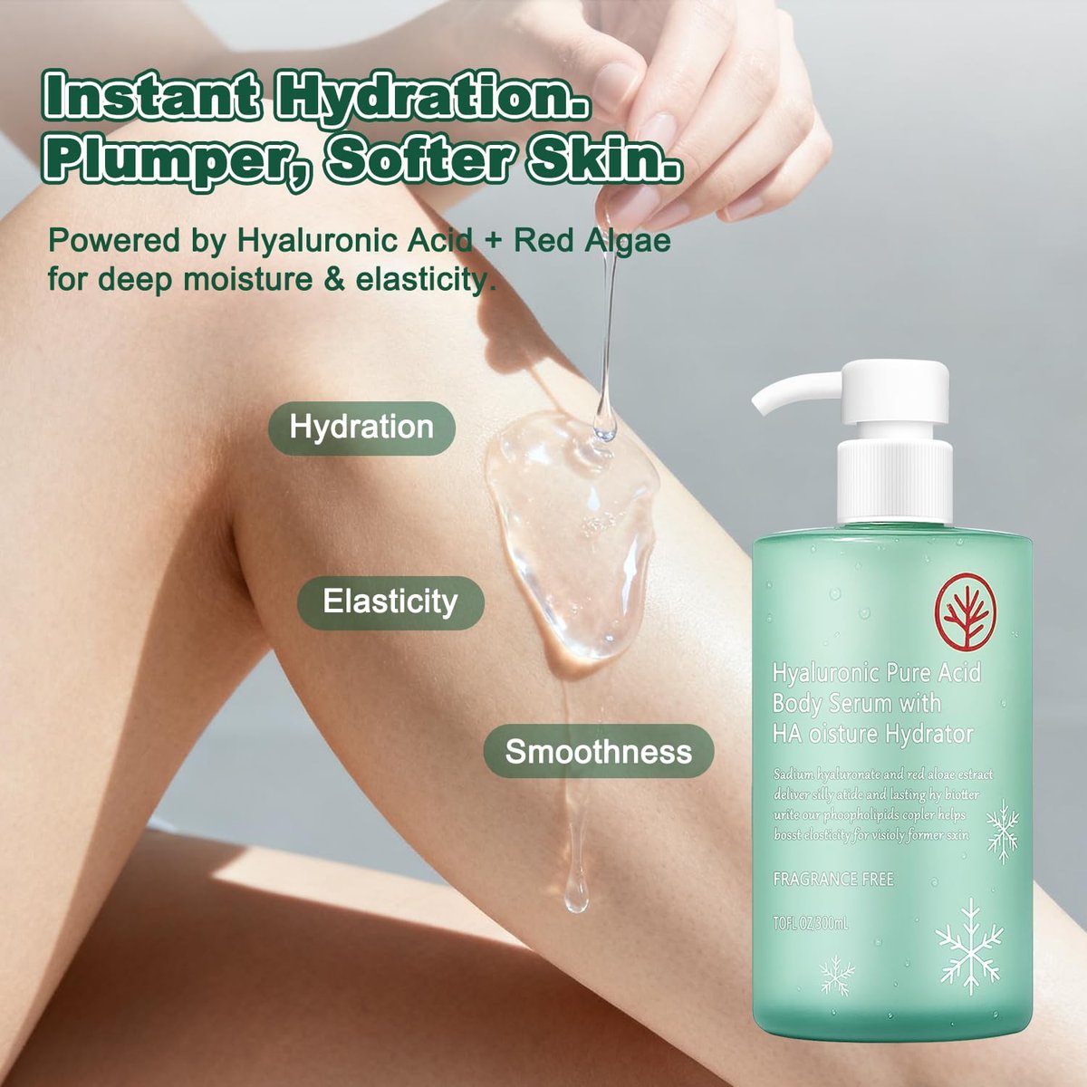 HONAVE HA Hyaluronic Acid Body Serum – Deep Hydration & Silky Smooth, Non-Greasy, Fast-Absorbing, 10 Fl Oz Avelisse