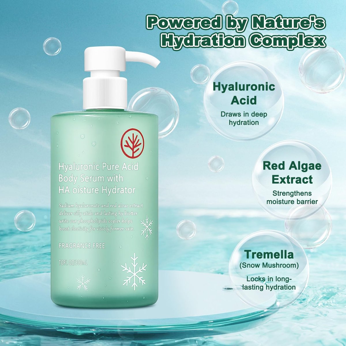 HONAVE HA Hyaluronic Acid Body Serum – Deep Hydration & Silky Smooth, Non-Greasy, Fast-Absorbing, 10 Fl Oz Avelisse