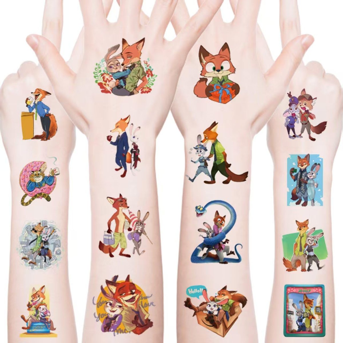 40Pcs Cute Zootopia2 Temporary Tattoo Stickers - Kid-Safe Removable Tattoos for Party Supplies & Birthday Gifts - görsel 1