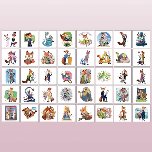 40Pcs Cute Zootopia2 Temporary Tattoo Stickers - Kid-Safe Removable Tattoos for Party Supplies & Birthday Gifts - görsel 10