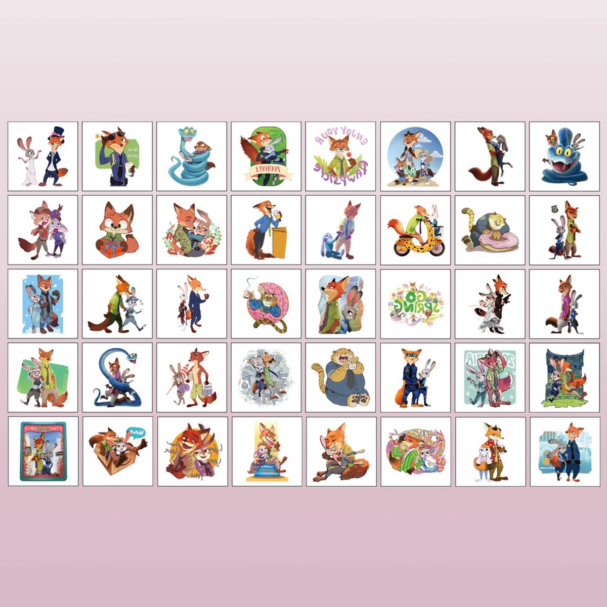 40Pcs Cute Zootopia2 Temporary Tattoo Stickers - Kid-Safe Removable Tattoos for Party Supplies & Birthday Gifts - görsel 9