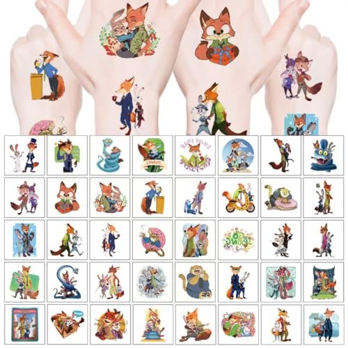 40Pcs Cute Zootopia2 Temporary Tattoo Stickers - Kid-Safe Removable Tattoos for Party Supplies & Birthday Gifts - görsel 6