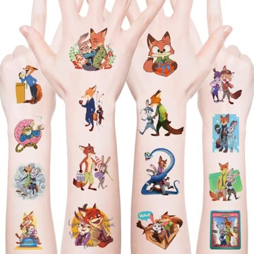 40Pcs Cute Zootopia2 Temporary Tattoo Stickers - Kid-Safe Removable Tattoos for Party Supplies & Birthday Gifts - görsel 2