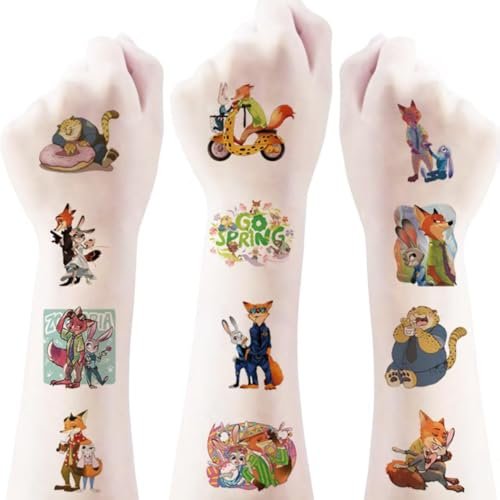 40Pcs Cute Zootopia2 Temporary Tattoo Stickers - Kid-Safe Removable Tattoos for Party Supplies & Birthday Gifts - görsel 12