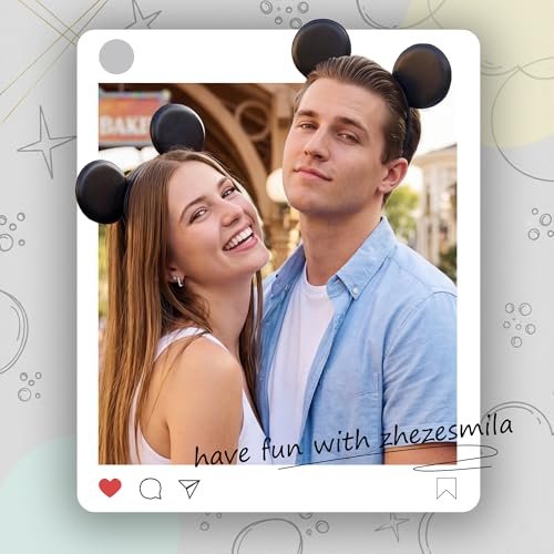 Classic Black Mouse Ears Headband 2-Pack – Unisex Smooth Ears for Couples, Family Trips & DIY Projects – Simple & Lightweight Avelisse