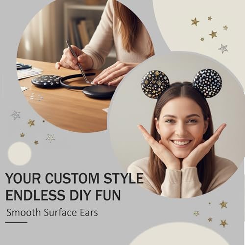 Classic Black Mouse Ears Headband 2-Pack – Unisex Smooth Ears for Couples, Family Trips & DIY Projects – Simple & Lightweight Avelisse