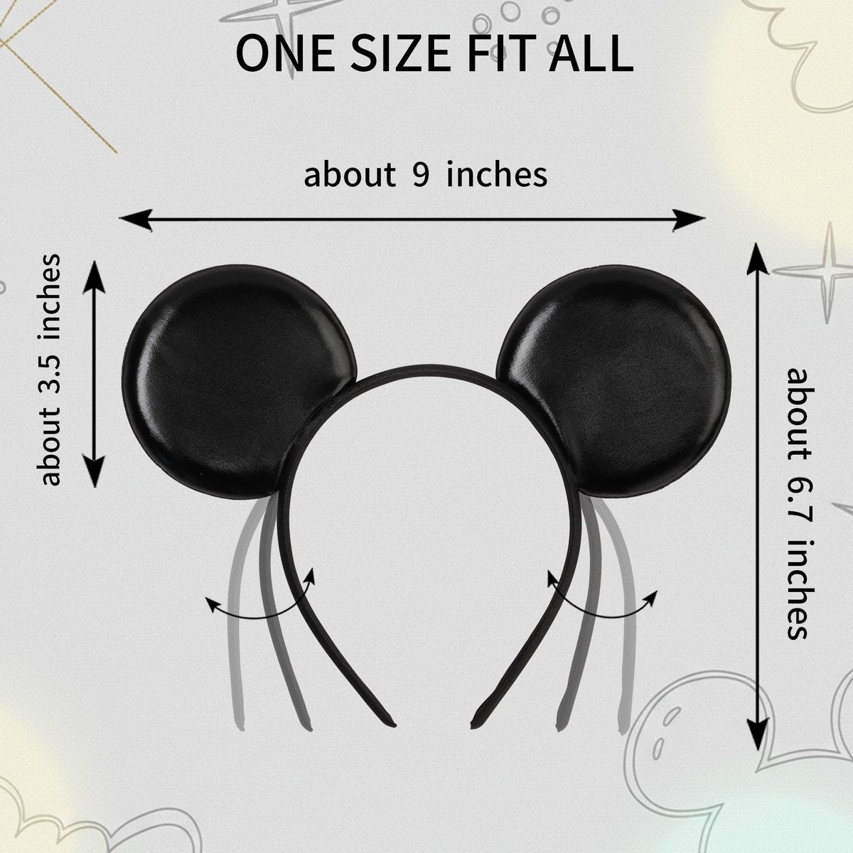 Classic Black Mouse Ears Headband 2-Pack – Unisex Smooth Ears for Couples, Family Trips & DIY Projects – Simple & Lightweight Avelisse