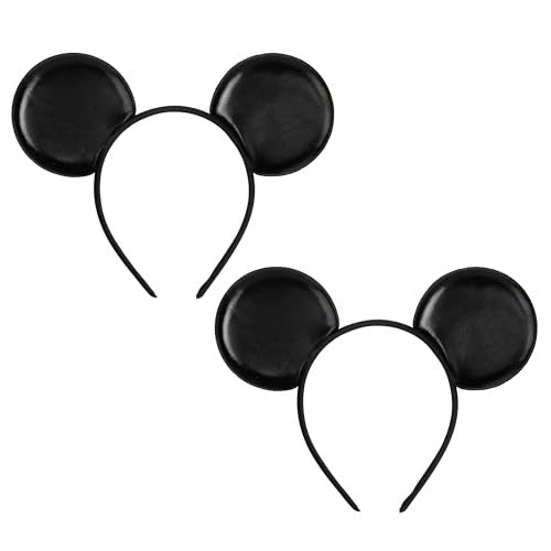 Classic Black Mouse Ears Headband 2-Pack – Unisex Smooth Ears for Couples, Family Trips & DIY Projects – Simple & Lightweight Avelisse