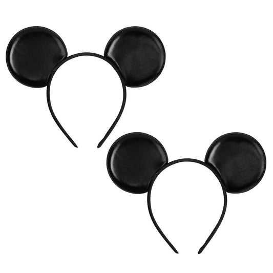 Classic Black Mouse Ears Headband 2-Pack – Unisex Smooth Ears for Couples, Family Trips & DIY Projects – Simple & Lightweight Avelisse