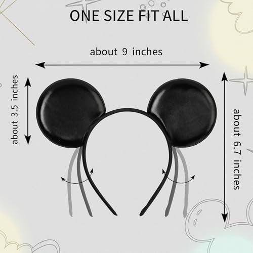 Classic Black Mouse Ears Headband 2-Pack – Unisex Smooth Ears for Couples, Family Trips & DIY Projects – Simple & Lightweight Avelisse