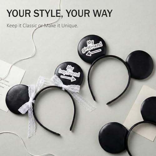 Classic Black Mouse Ears Headband 2-Pack – Unisex Smooth Ears for Couples, Family Trips & DIY Projects – Simple & Lightweight Avelisse