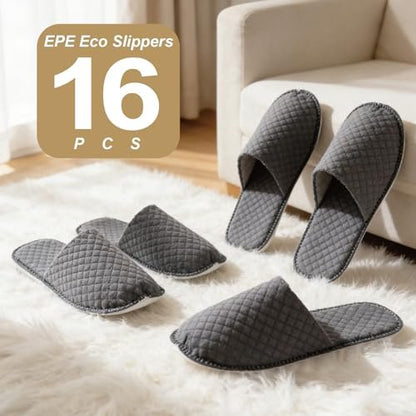 GRWJHUM 16 Pairs Disposable Travel Slippers for Women, Individually Wrapped Hotel Slippers for Guests, Lightweight Plastic House Slippers for Men & Women Avelisse