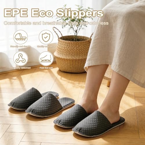 GRWJHUM 16 Pairs Disposable Travel Slippers for Women, Individually Wrapped Hotel Slippers for Guests, Lightweight Plastic House Slippers for Men & Women Avelisse