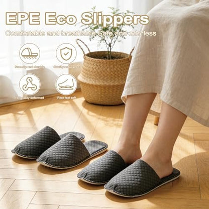 GRWJHUM 16 Pairs Disposable Travel Slippers for Women, Individually Wrapped Hotel Slippers for Guests, Lightweight Plastic House Slippers for Men & Women Avelisse