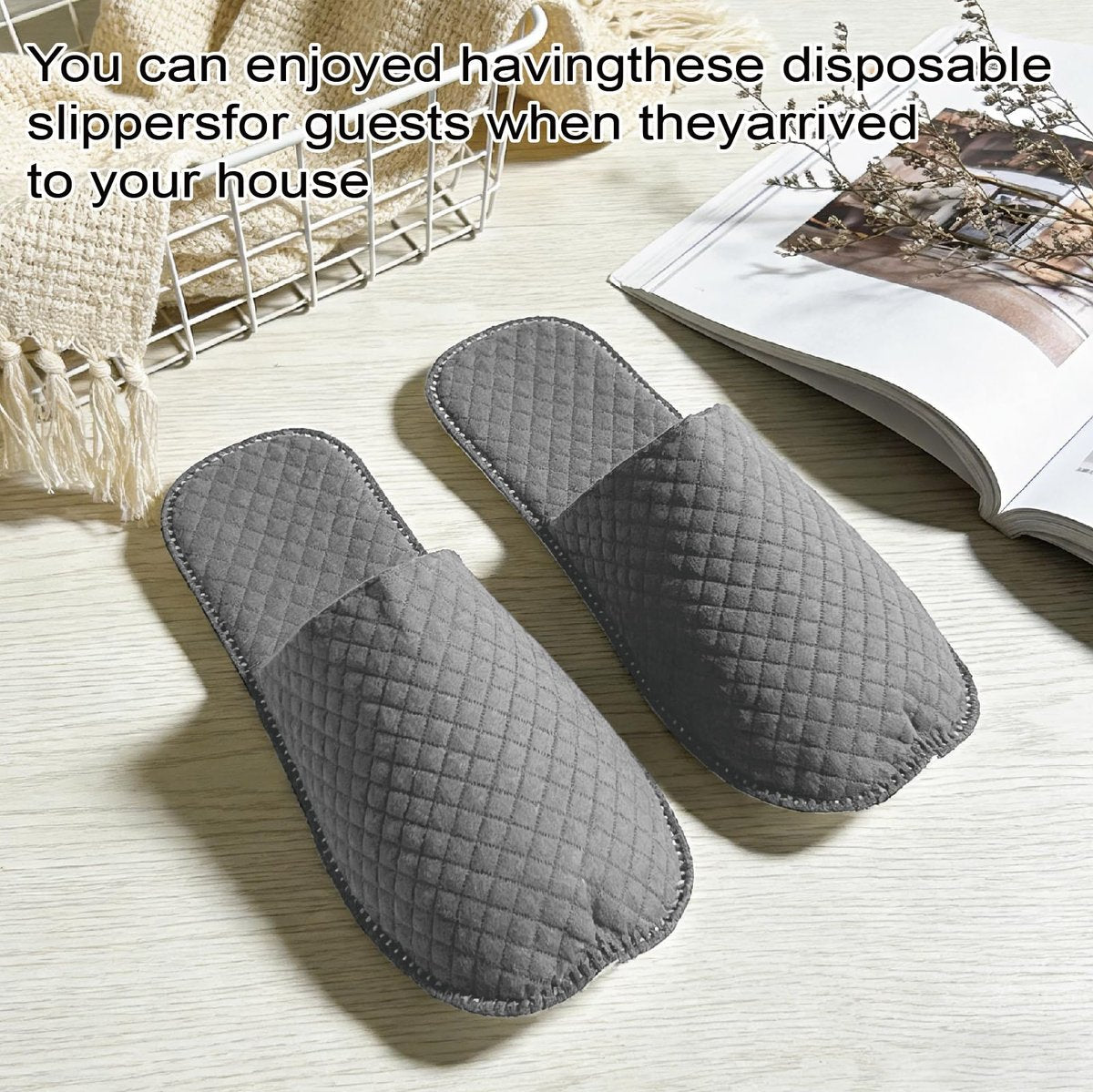 GRWJHUM 16 Pairs Disposable Travel Slippers for Women, Individually Wrapped Hotel Slippers for Guests, Lightweight Plastic House Slippers for Men & Women Avelisse