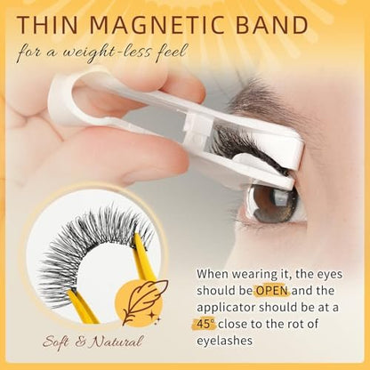 QUEWEL Magnetic Eyelashes 4 Pair Reusable Natural Look Lash Clusters Kit with Applicator – No Glue Needed, Easy to Wear and Remove (Black, 4 Pairs) Avelisse