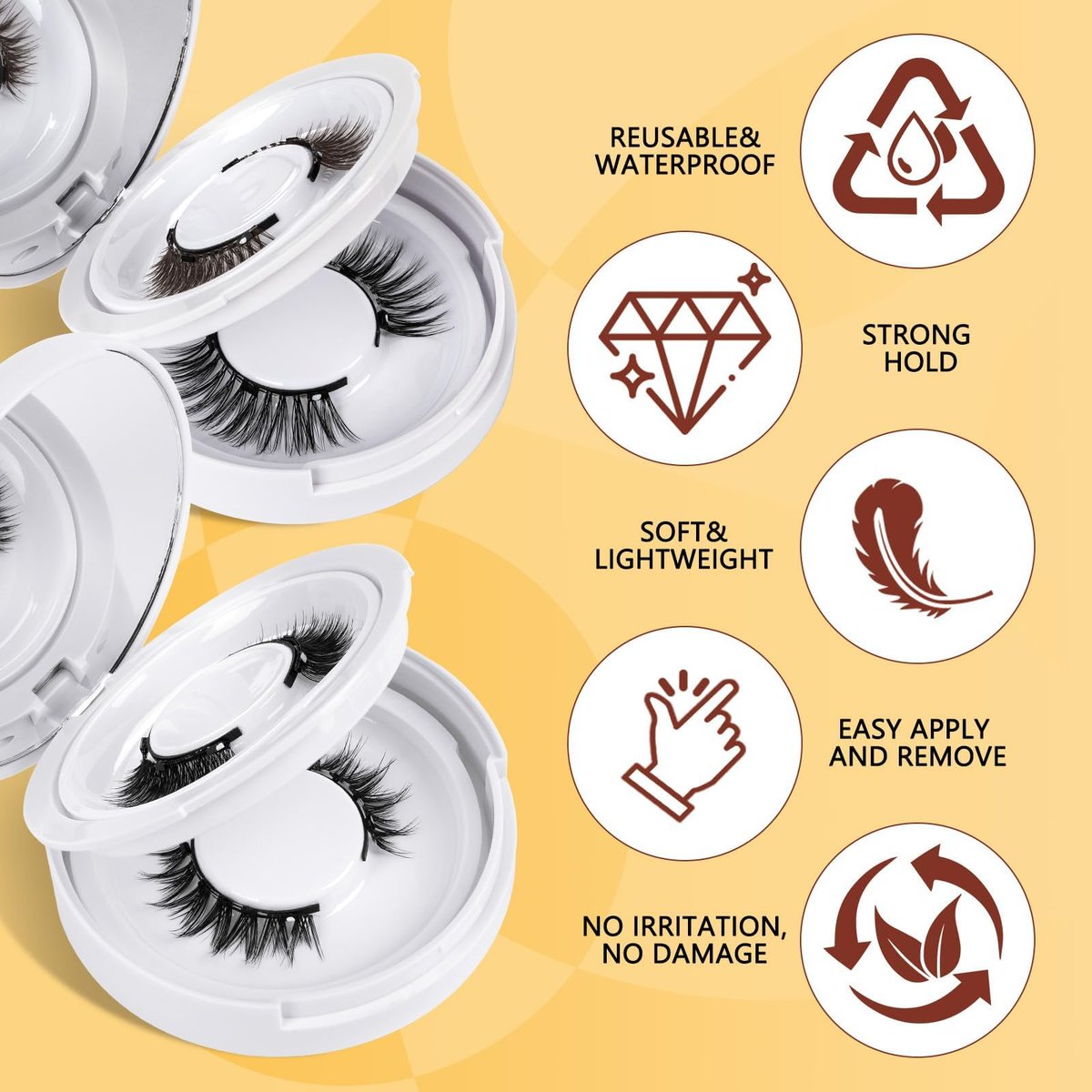 QUEWEL Magnetic Eyelashes 4 Pair Reusable Natural Look Lash Clusters Kit with Applicator – No Glue Needed, Easy to Wear and Remove (Black, 4 Pairs) Avelisse
